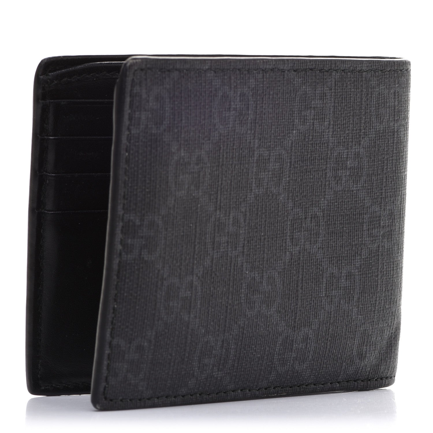Gucci GG Supreme Monogram Fox Nice Bi-Fold Wallet Black Grey 3 of 11