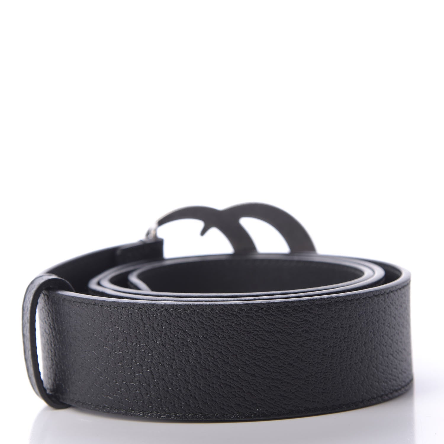 Gucci Textured Dollar Calfskin Nickel Double G 40mm Belt 95 38 Black 2 of 3