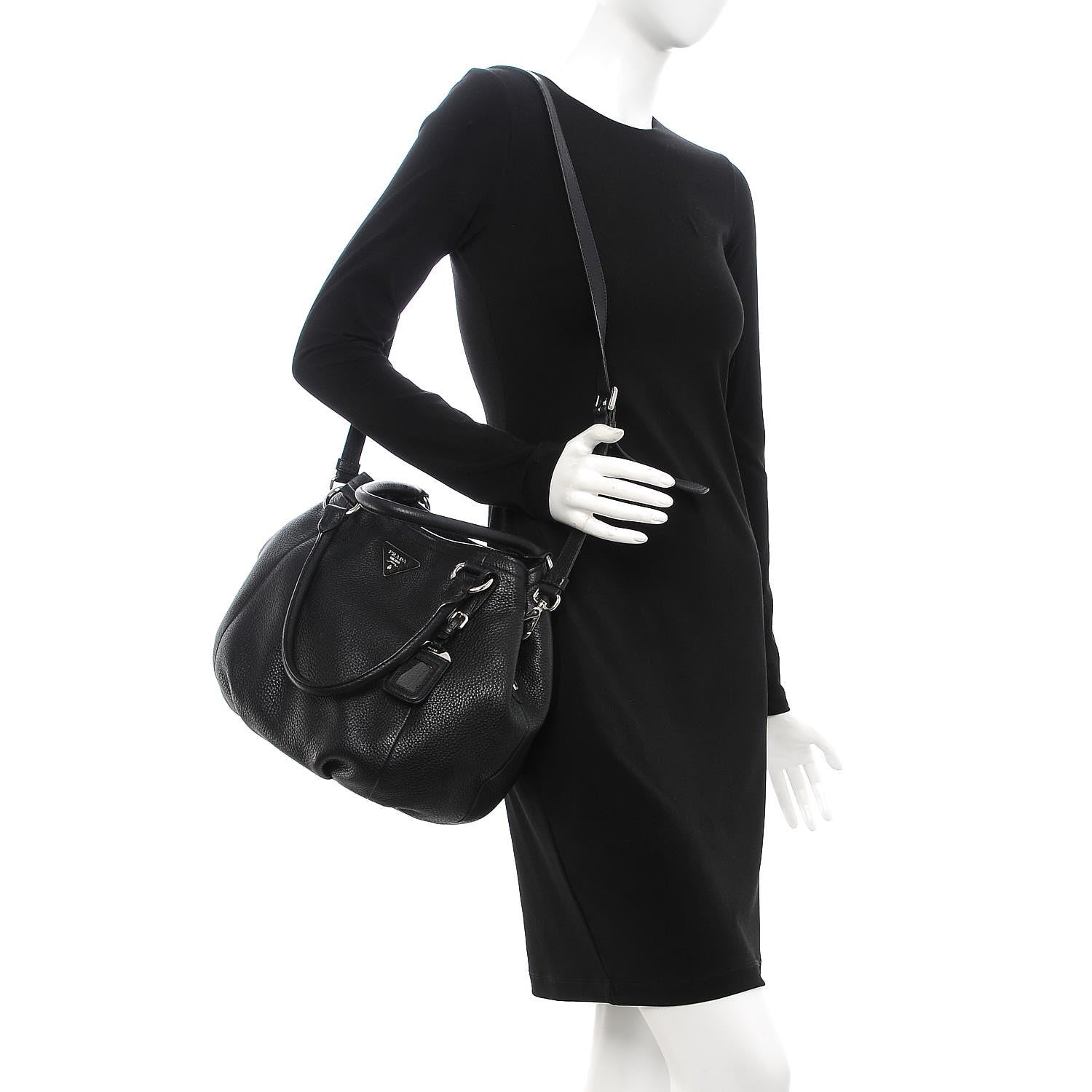 Prada Vitello Daino Shoulder Bag Nero Black 2 of 8