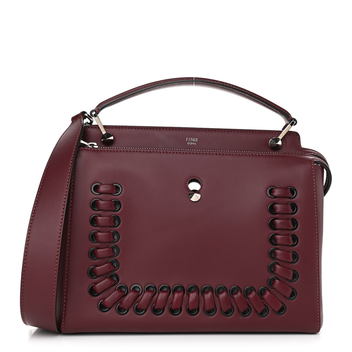 Vitello Baltico Dolce Shiny Nappa Lace Up DotCom Satchel Bordeaux