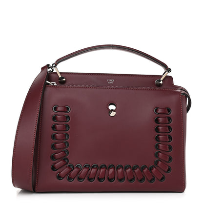 Fendi Vitello Baltico Dolce Shiny Nappa Lace Up DotCom Satchel Bordeaux 1 of 11