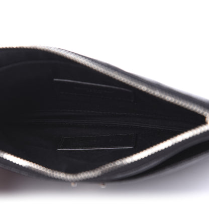 Saint Laurent Grain De Poudre Chevron Monogram Bill Pouch Black 4 of 10