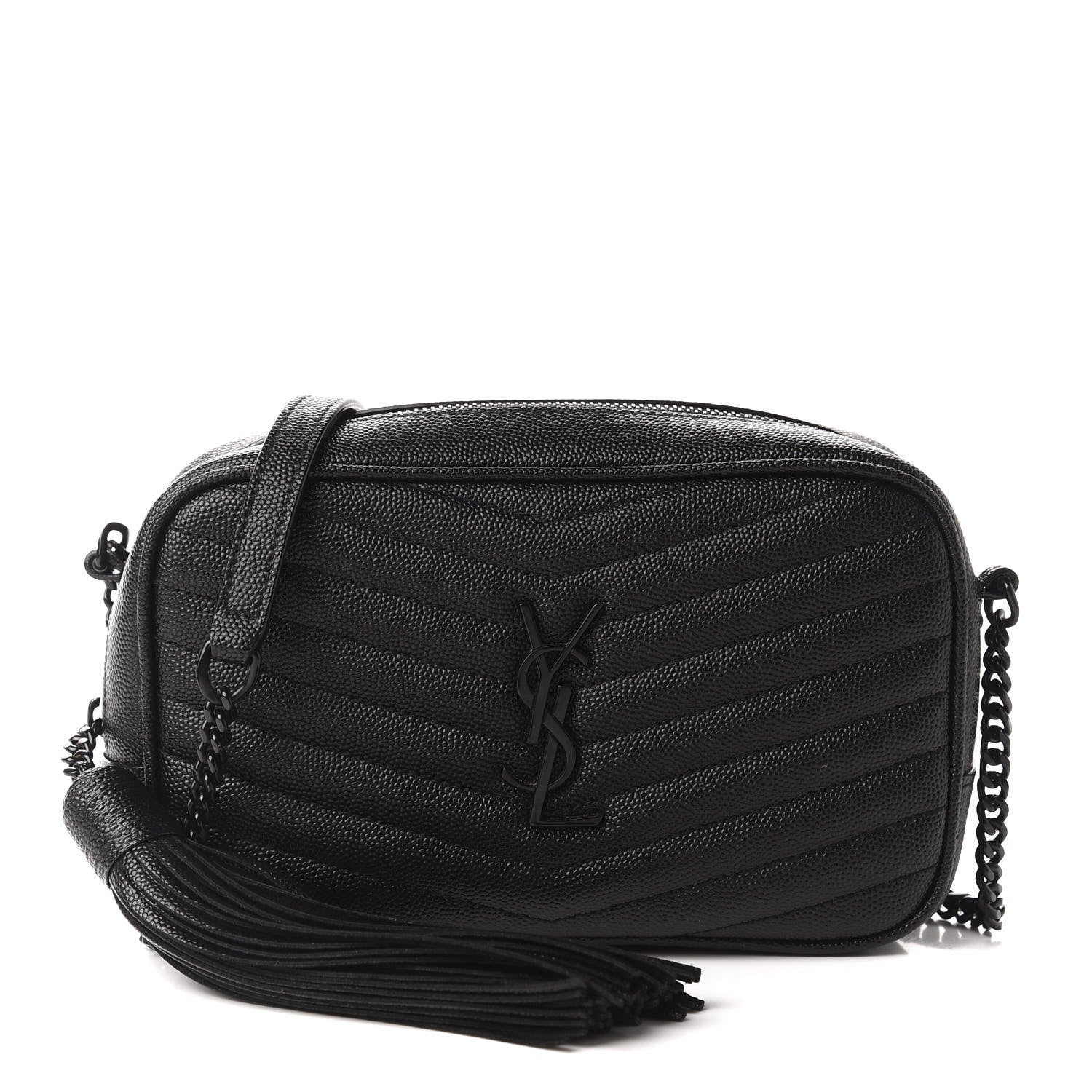 Saint Laurent Grain De Poudre Matelasse Monogram Mini Lou Camera Bag Black 1 of 10