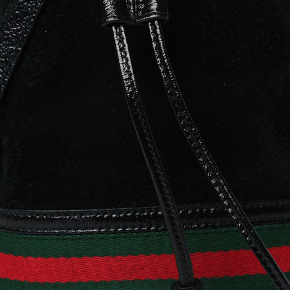 Gucci Suede Patent Web Mini Ophidia Bucket Bag Black 8 of 10