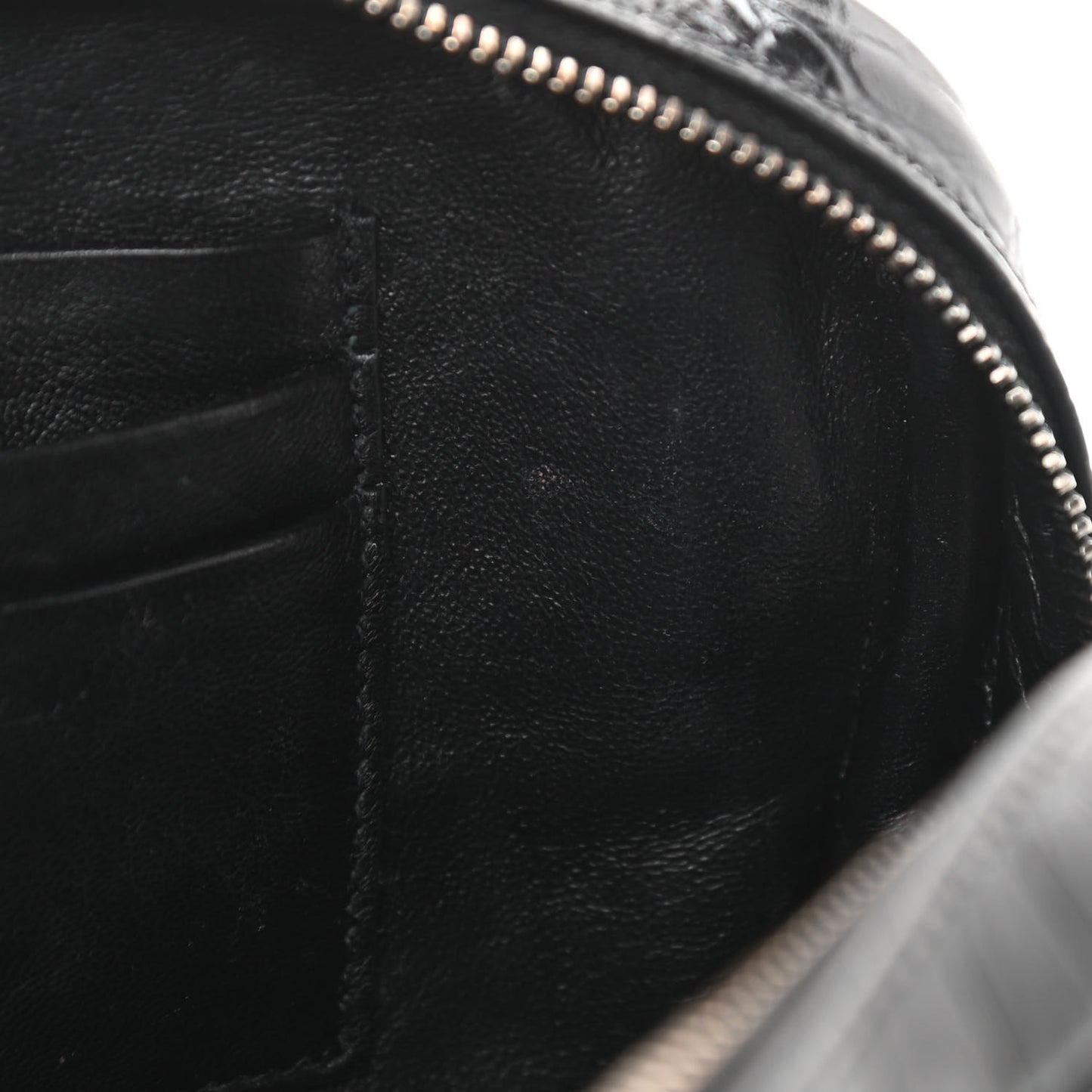 Calfskin Crocodile Embossed Monogram Mini Lou Camera Bag Black