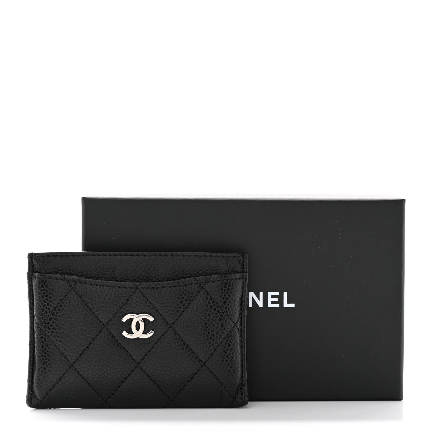 Caviar Quilted Card Holder Black
