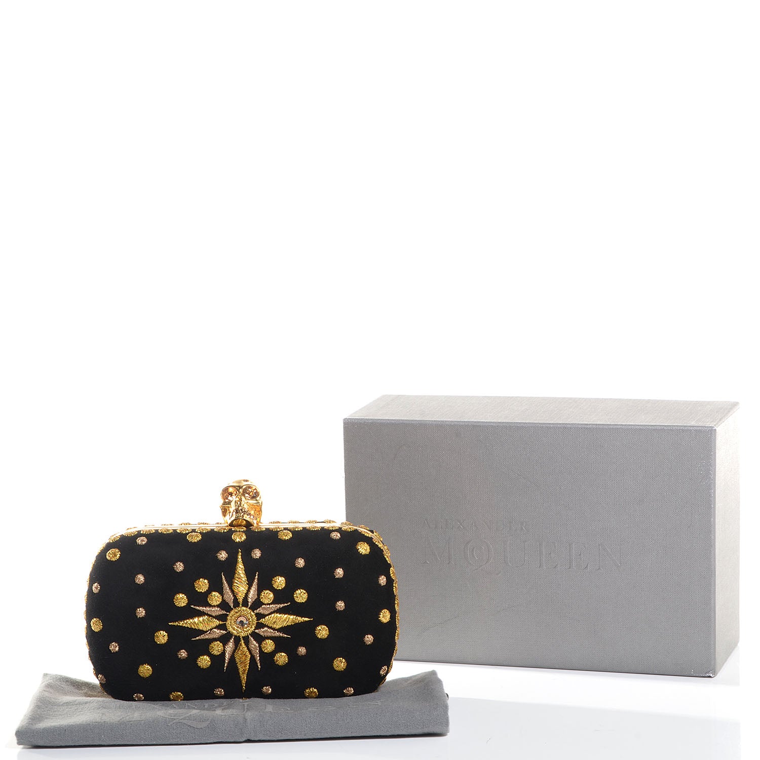 Alexander McQueen Glory Embroidery Skull Box Clutch Black 5 of 8