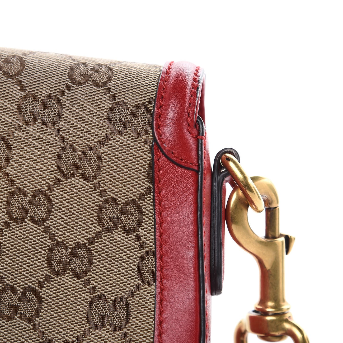 Monogram Ruinart Calfskin Small Lady Web Shoulder Bag Beige Ebony Hibiscus Red