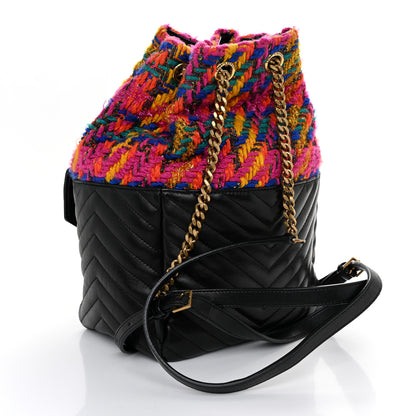 Saint Laurent Tweed Lambskin Matelasse Monogram Joe Backpack Black Rosso Multicolor 3 of 10