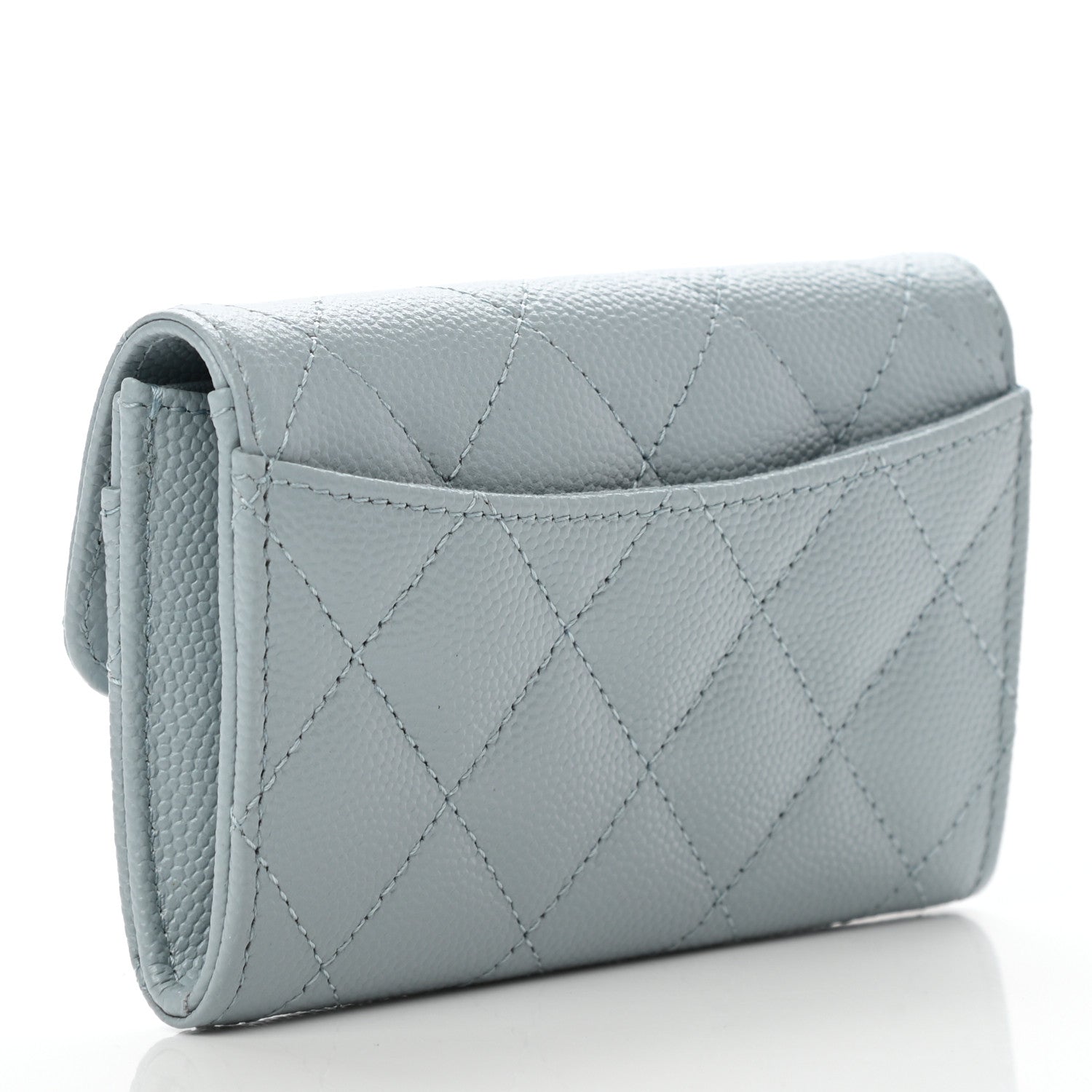 Chanel Caviar Quilted Flap Card Holder Wallet Light Blue 3 of 8