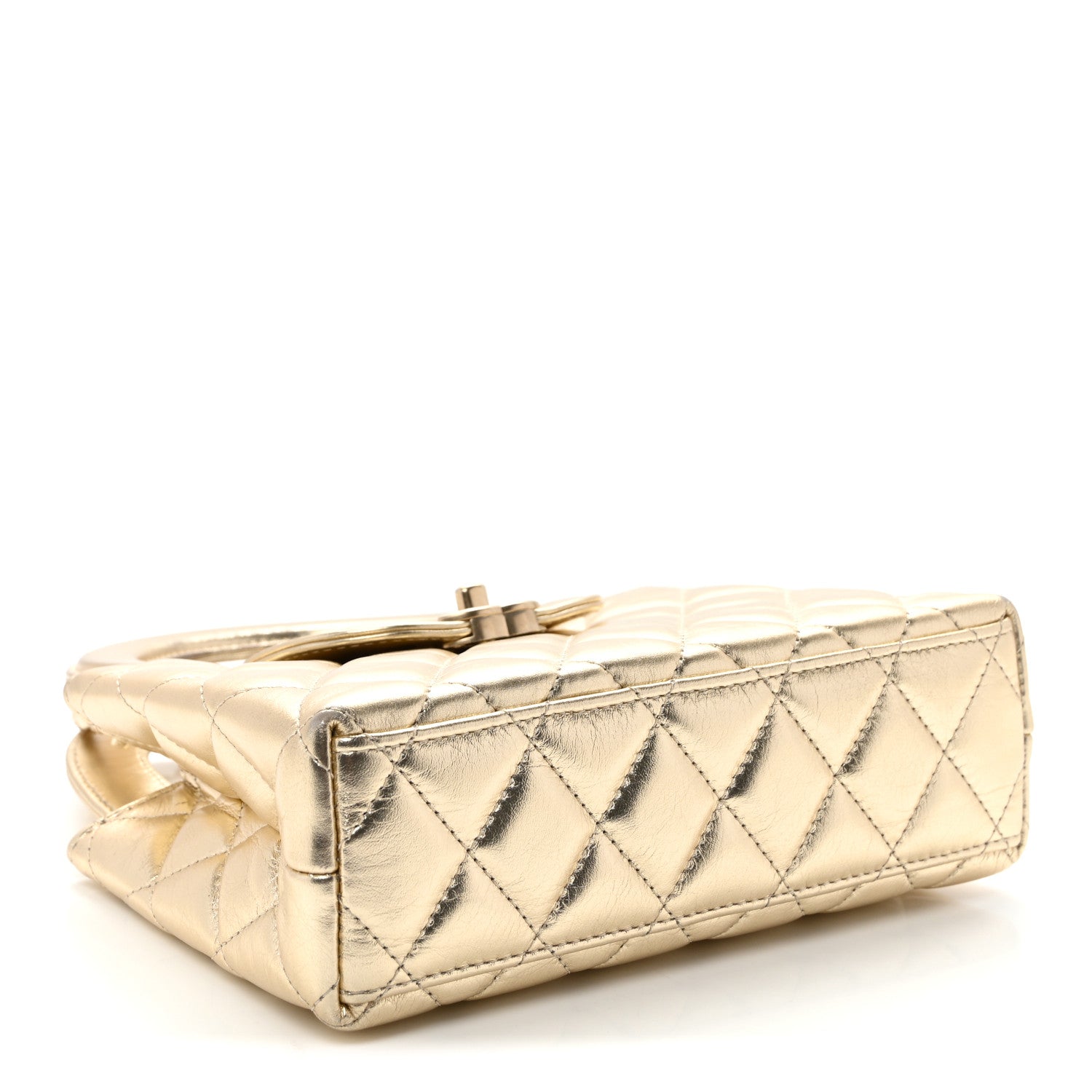 Chanel Metallic Shiny Aged Calfskin Quilted Nano Kelly Shopper Gold 4 of 12