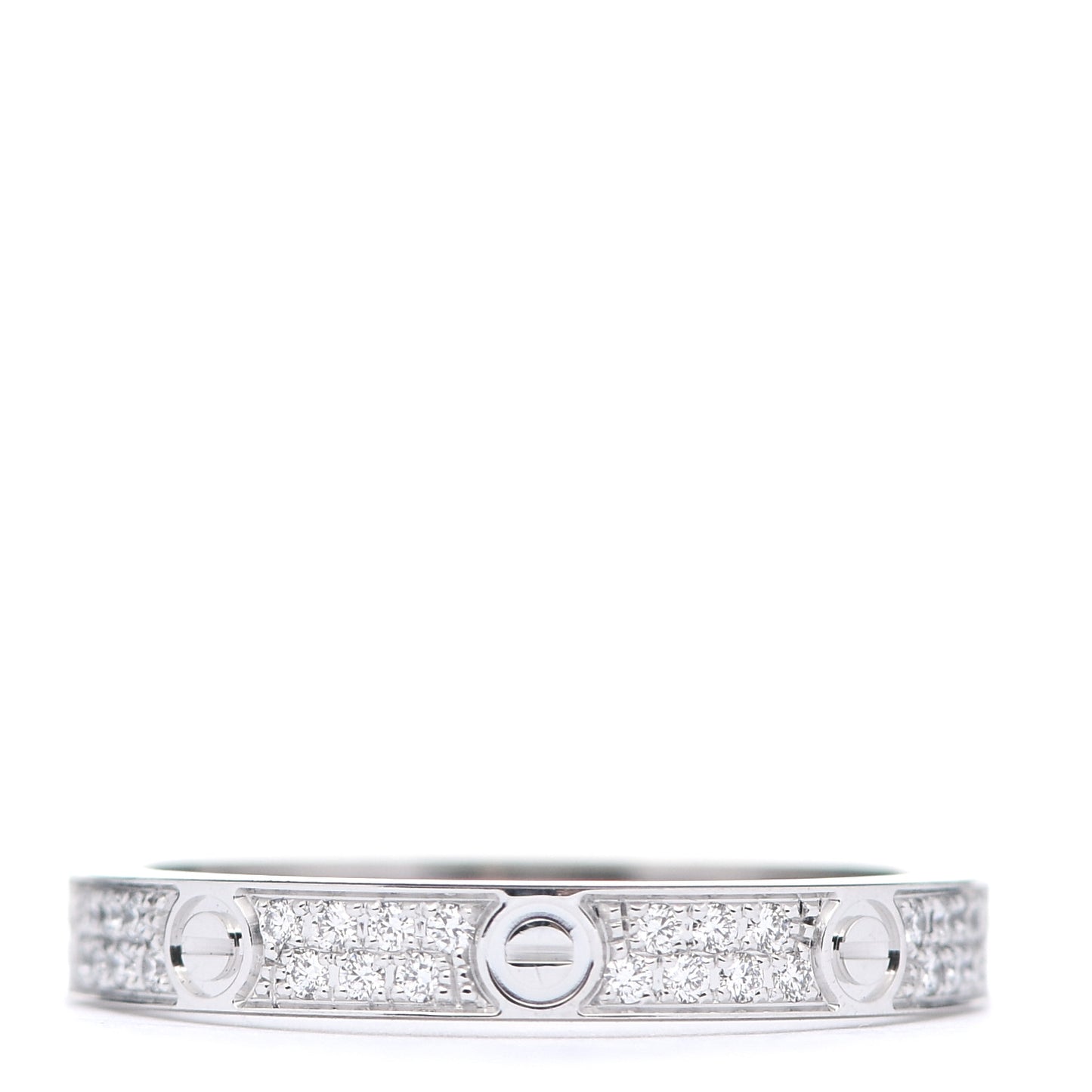 18K White Gold Diamond 2.6mm LOVE Paved Band Ring 47 4