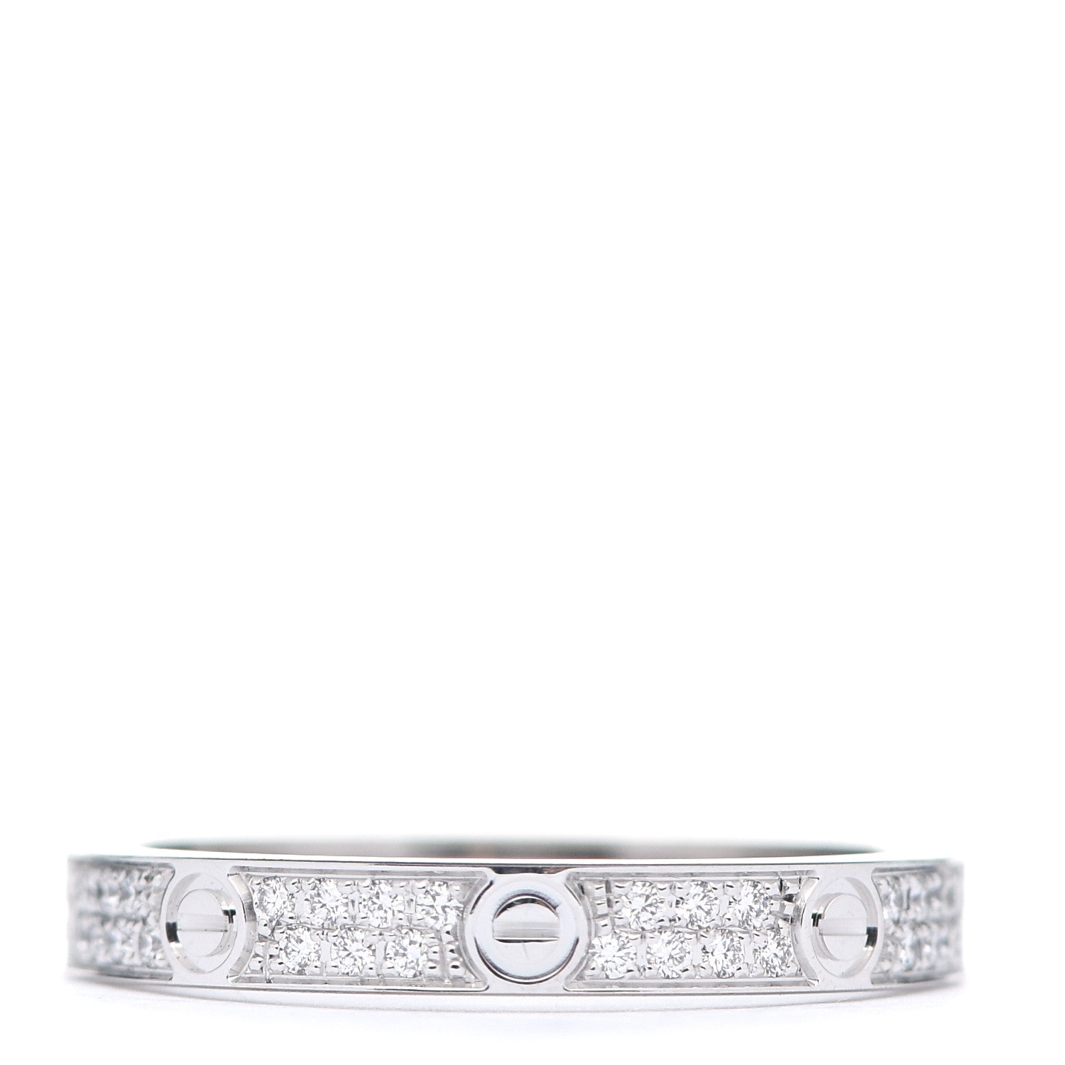 Cartier 18K White Gold Diamond 2.6mm LOVE Paved Band Ring 47 4 1 of 6