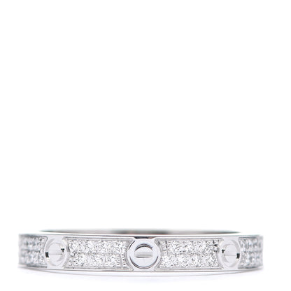 Cartier 18K White Gold Diamond 2.6mm LOVE Paved Band Ring 47 4 1 of 6