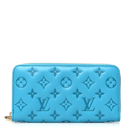 Louis Vuitton Lambskin Embossed Monogram Coussin Zippy Wallet Turquoise 1 of 7