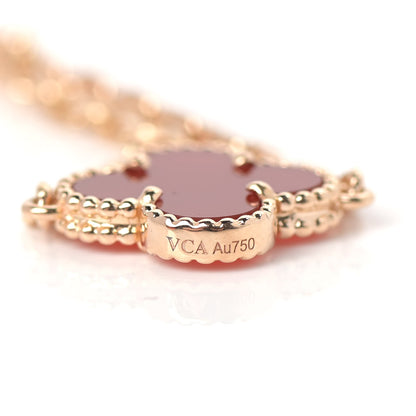 Van Cleef & Arpels 18K Rose Gold Carnelian Byzantine 11 Motif Butterfly Alhambra Necklace 7 of 8