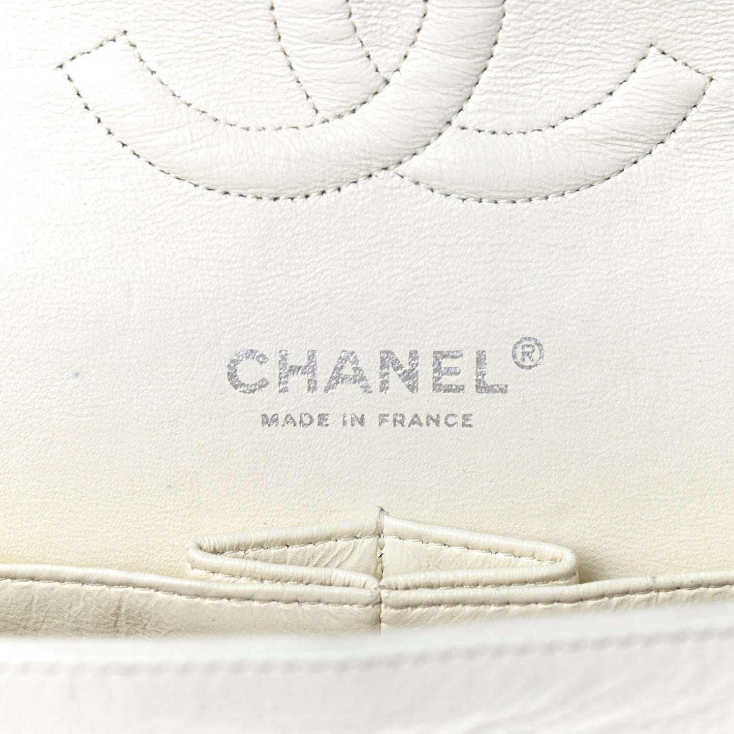 Caviar Quilted Medium Double Flap White