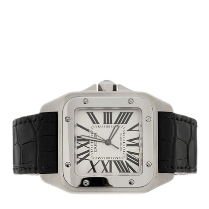 Cartier Stainless Steel Alligator 38mm Santos 100 Automatic Watch 2 of 4