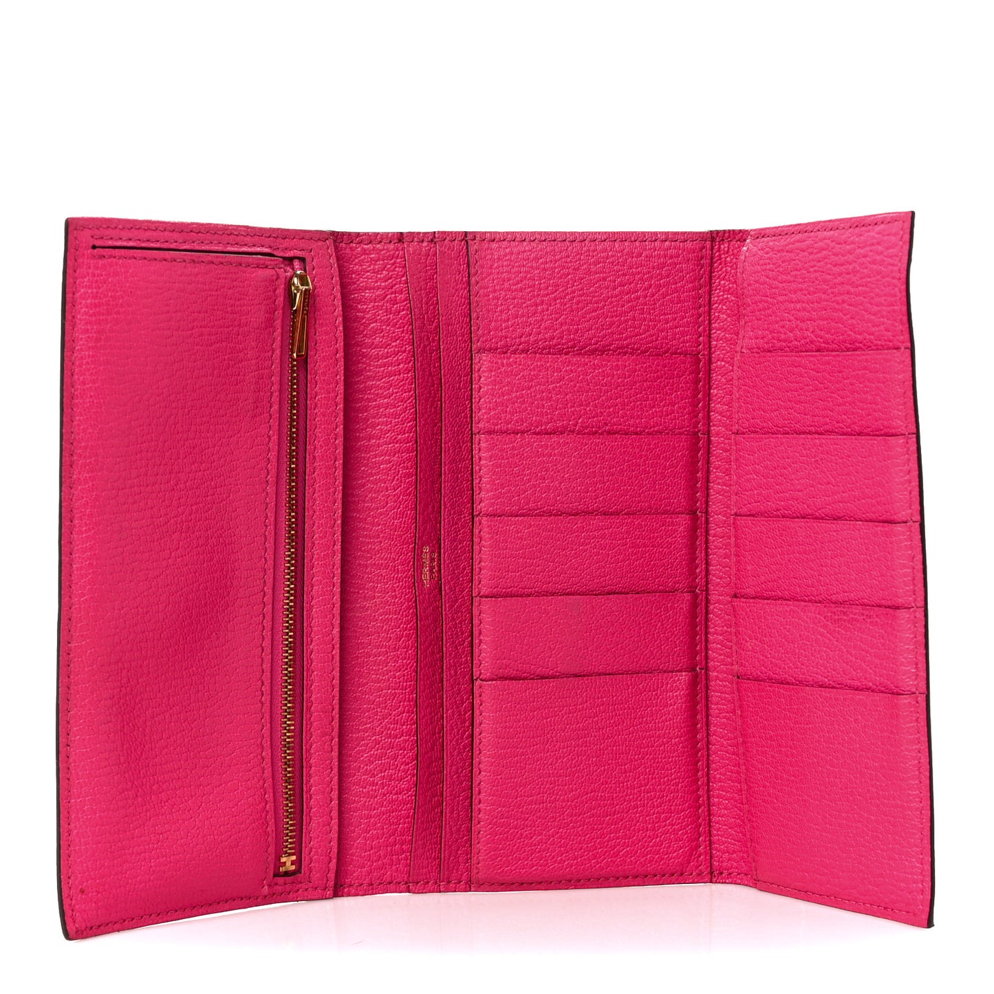 Chèvre Mysore Bearn Gusset Wallet Rose Shocking