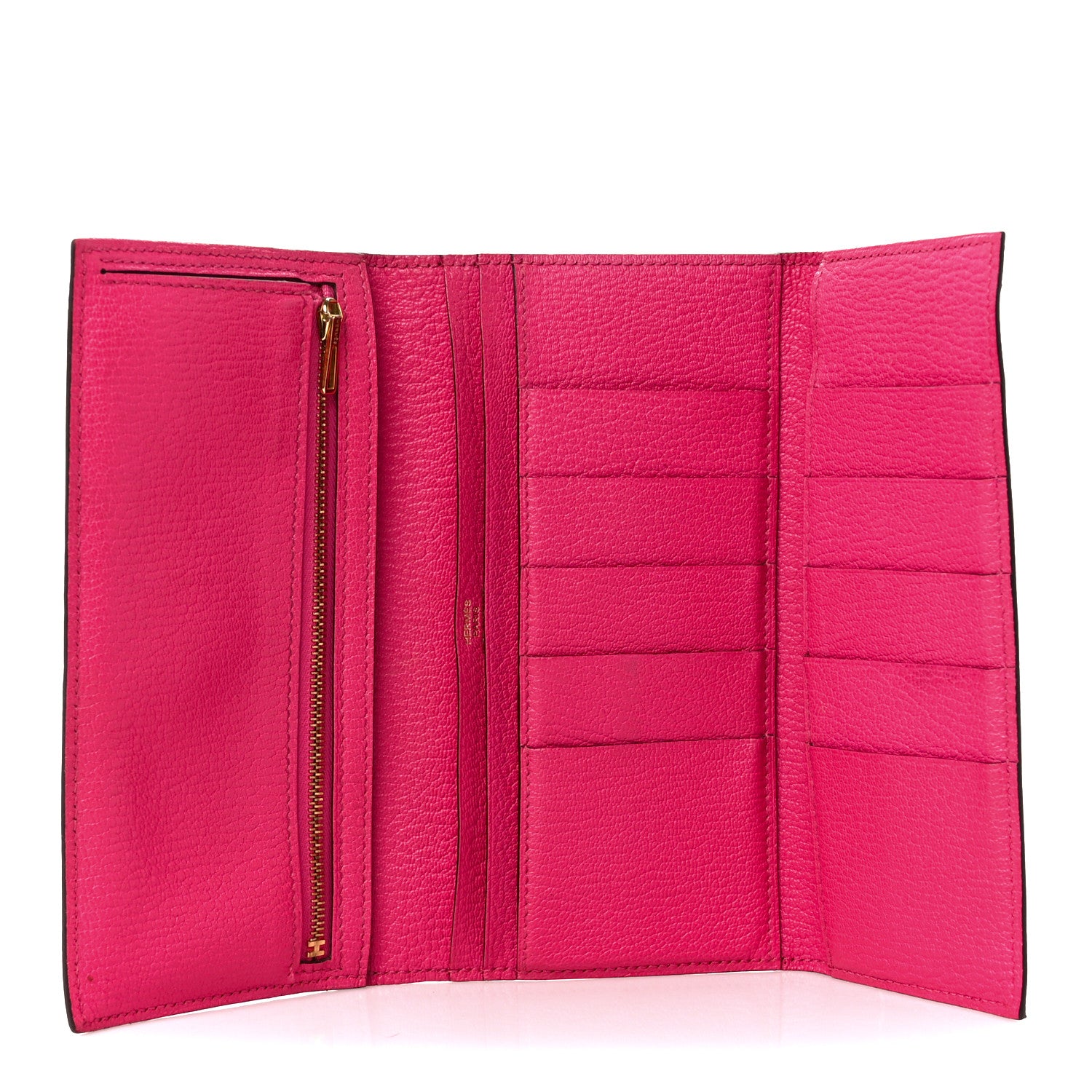Hermes Chèvre Mysore Bearn Gusset Wallet Rose Shocking 5 of 14