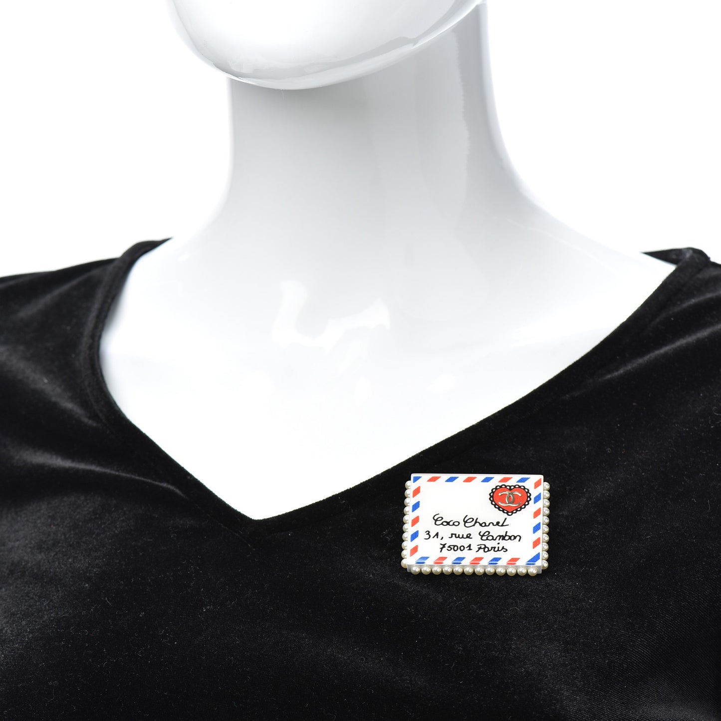 Resin Pearl Letter Brooch Black White Blue Red