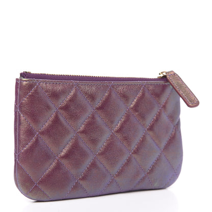 Chanel Iridescent Lambskin Quilted Small Cosmetic Case Purple 3 of 9