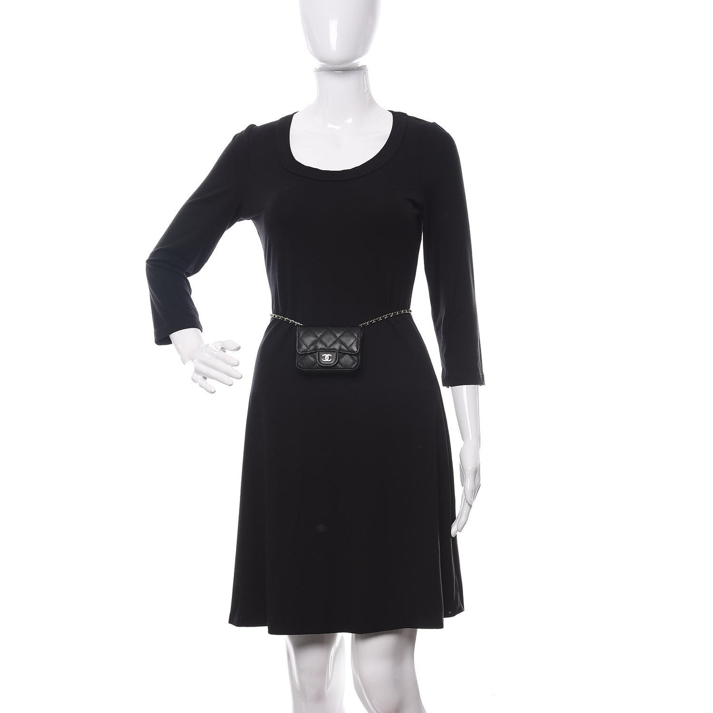 Caviar Quilted Mini Chain Belt Bag Black