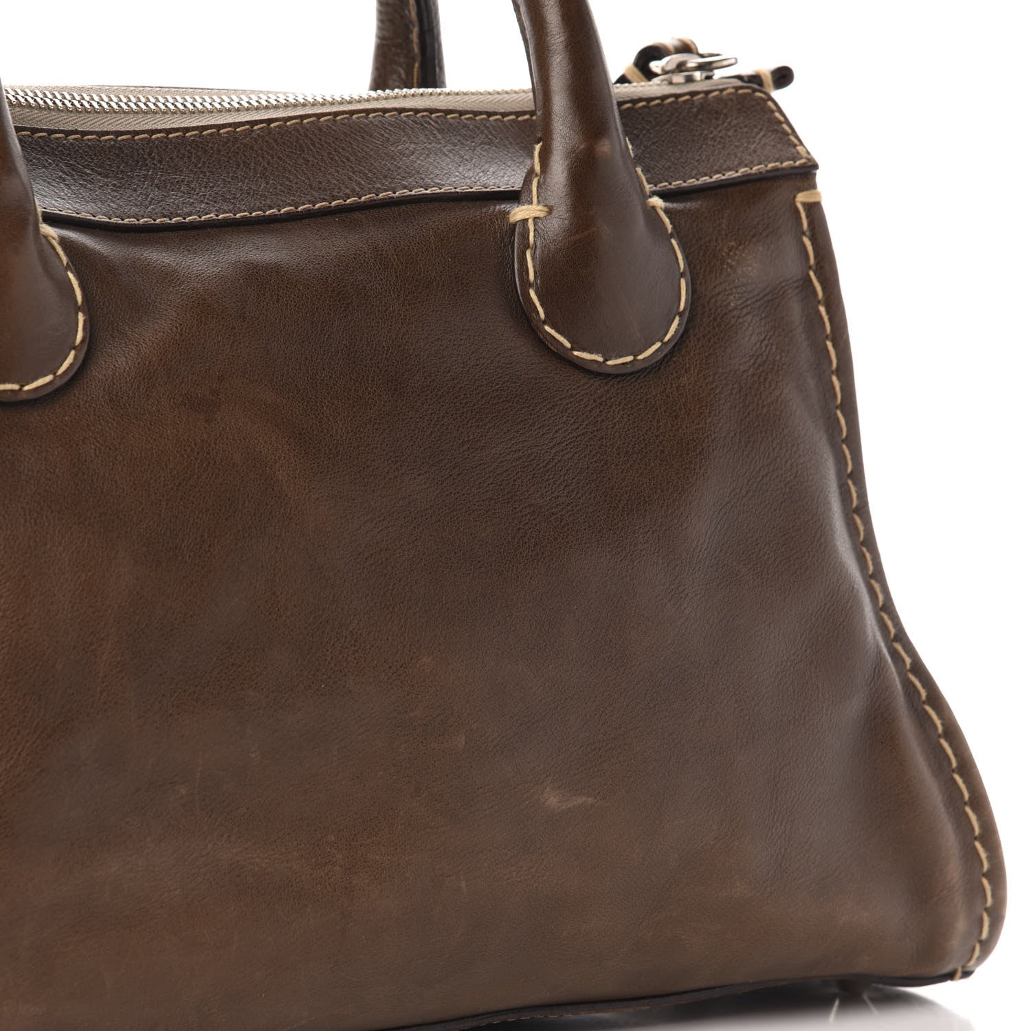 Chloe Calfskin Edith Satchel Brown 10 of 13