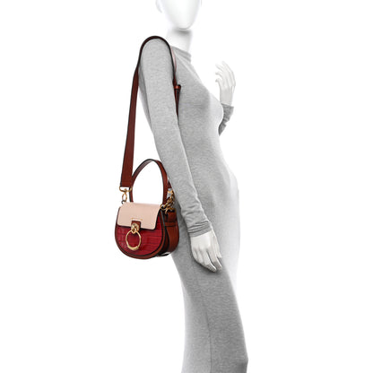 Chloe Calfskin Crocodile Embossed Small Tess Bag Pink Red 2 of 12