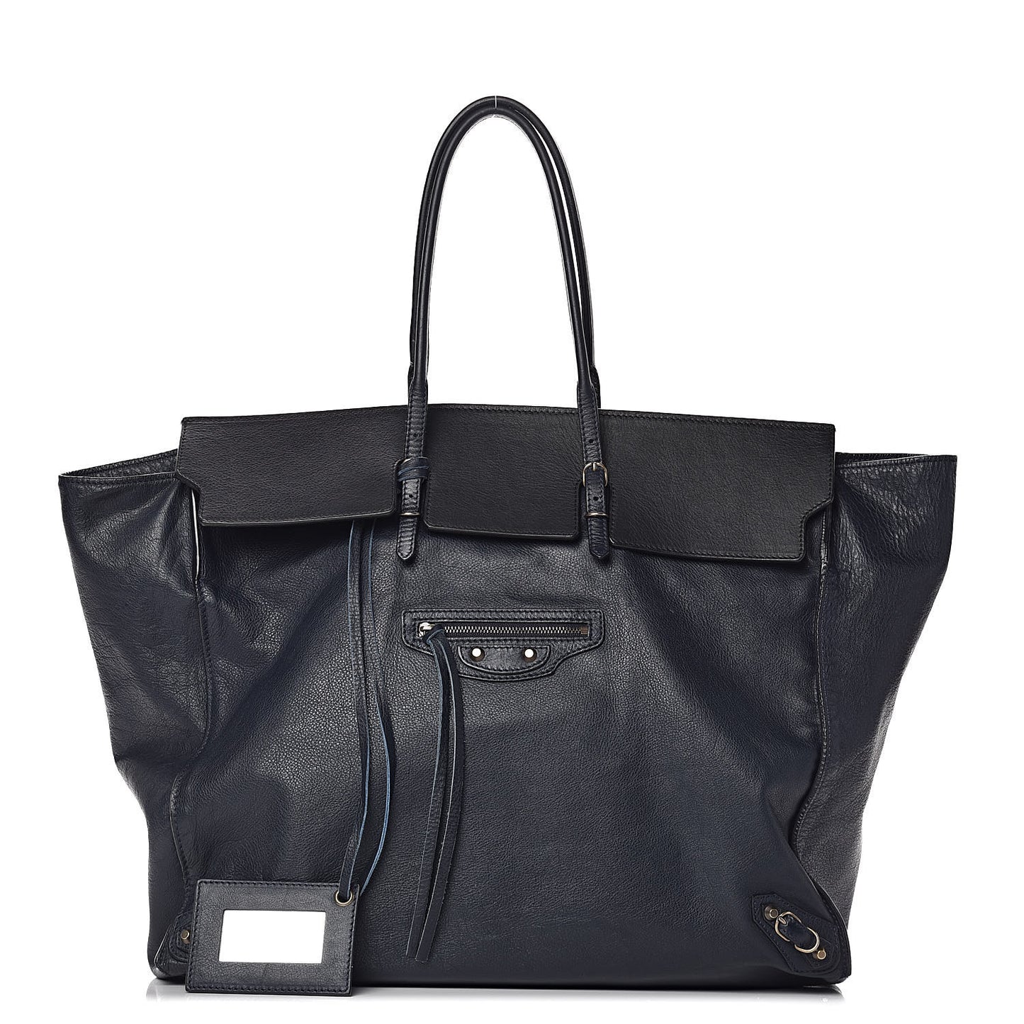 Calfskin Papier Flap Tote Bleu Roi