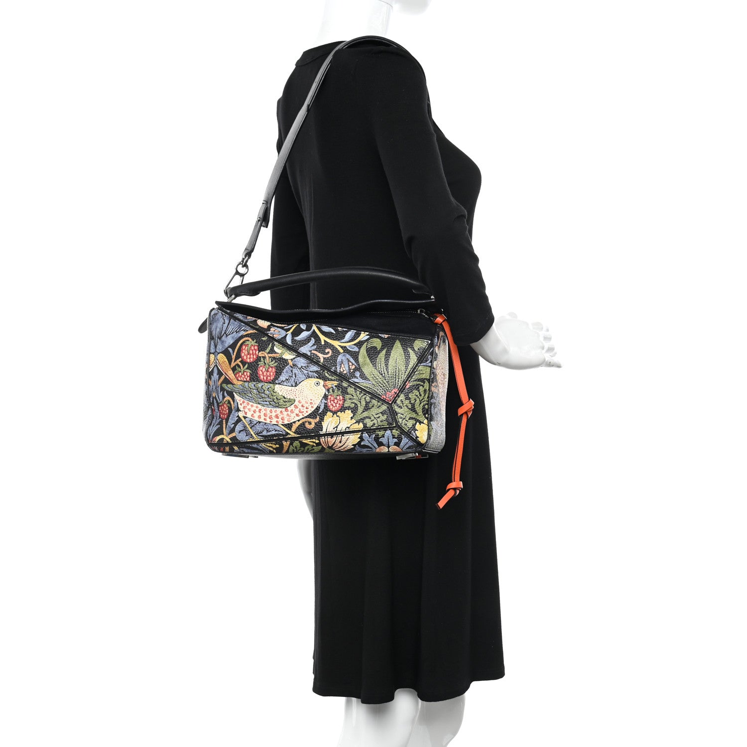 Loewe X WILLIAM MORRIS Calfskin Puzzle Bag Black Multicolor