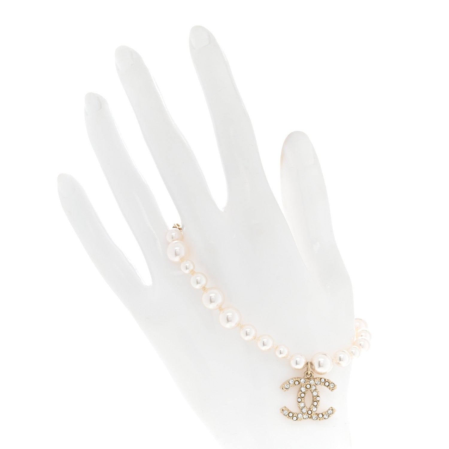 Chanel Pearl Crystal CC Bracelet Gold 2 of 4