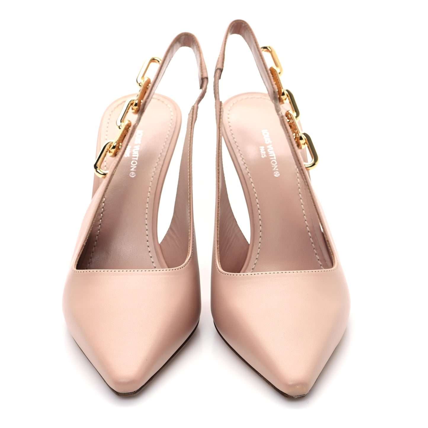 Calfskin Sparkle Slingback Pumps 36 Nude