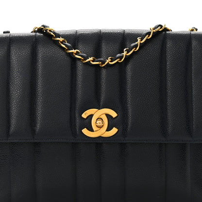 Chanel Caviar Vertical Quilted Small Single Flap Dark Blue 8 of 12