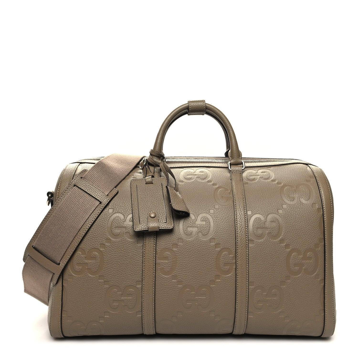 Gucci Piuma Calfskin Jumbo GG Embossed Large Duffle Bag Good Taupe 1 of 12