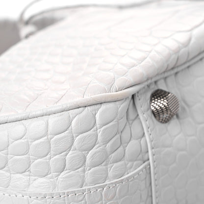 Balenciaga Extra Supple Calfskin Crocodile Embossed Medium Le Cagole Shoulder Bag White 9 of 13