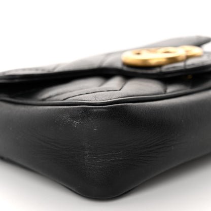 Gucci Calfskin Matelasse Super Mini GG Marmont Shoulder Bag Black 9 of 11