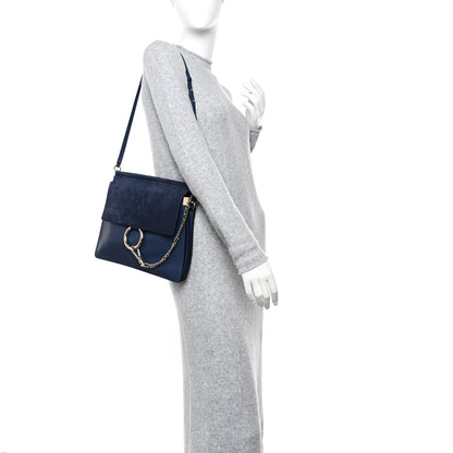 Chloe Suede Calfskin Medium Faye Shoulder Bag Royal Navy 2 of 9