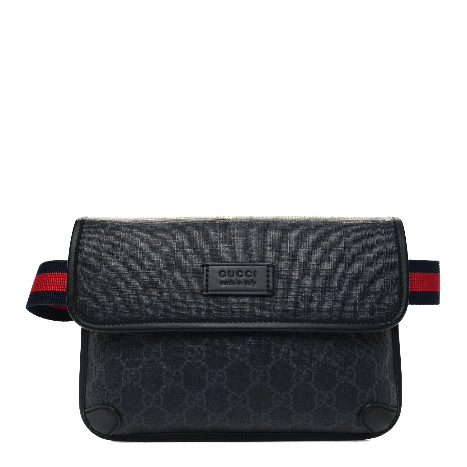 Gucci GG Supreme Monogram Web Slim Belt Bag Black Grey 1 of 11