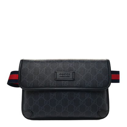 Gucci GG Supreme Monogram Web Slim Belt Bag Black Grey 1 of 11