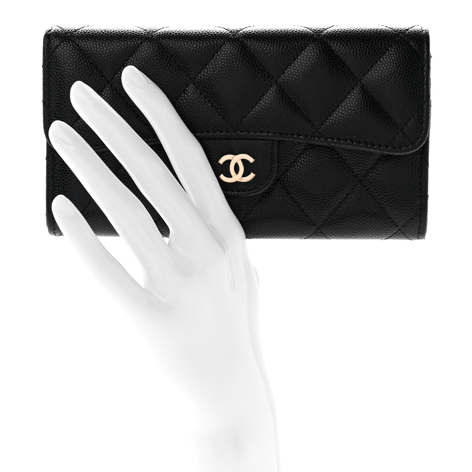 Chanel Caviar Quilted Medium Flap Wallet Black 2 of 8