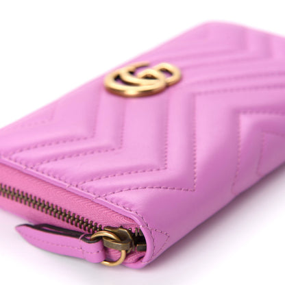 Gucci Calfskin Matelasse GG Marmont Zip Around Wallet Candy Mousse 8 of 9