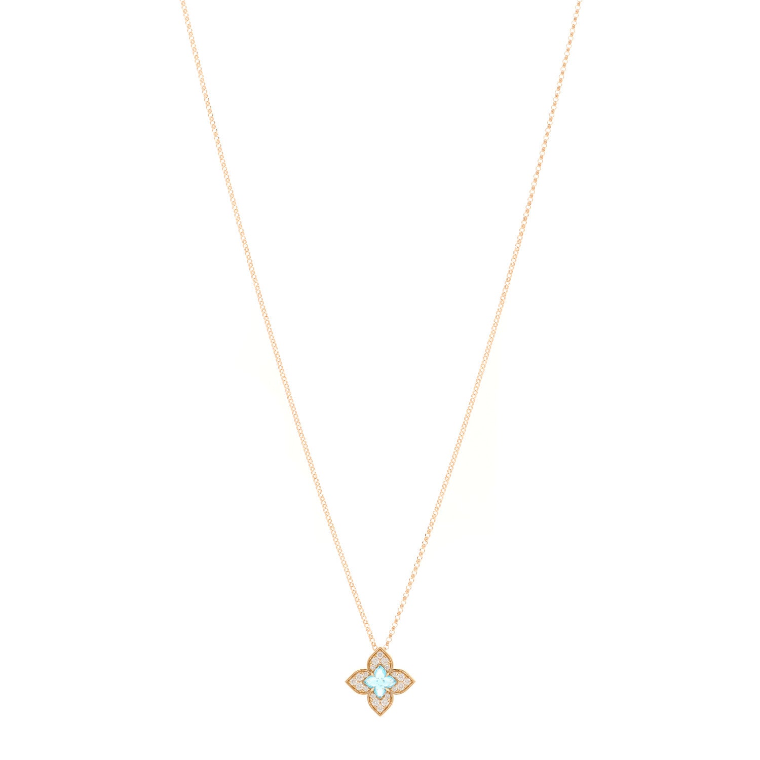 Roberto Coin 18K Rose Gold Diamond Blue Topaz Small Venetian Princess Carnival Pendant Necklace 1 of 5