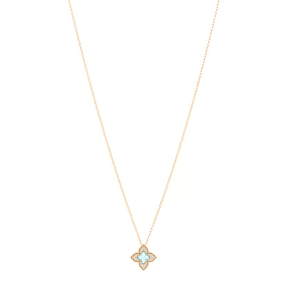 Roberto Coin 18K Rose Gold Diamond Blue Topaz Small Venetian Princess Carnival Pendant Necklace 1 of 5
