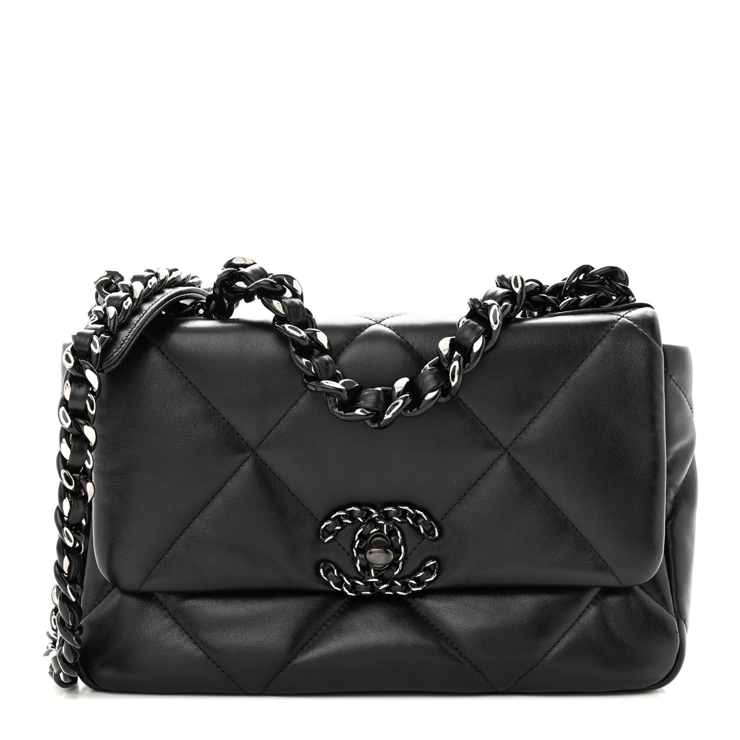 Lambskin Quilted Medium Chanel 19 Flap So Black