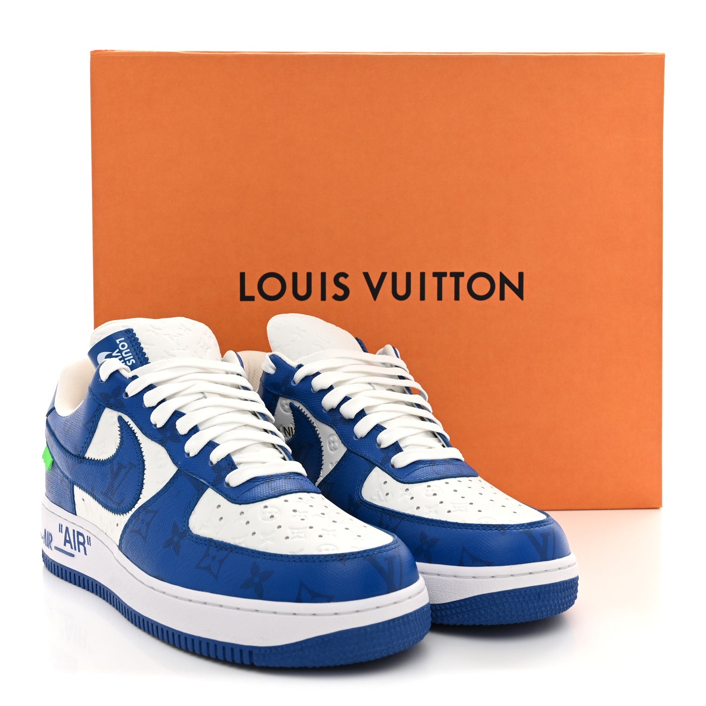 X NIKE AIR FORCE 1 Calfskin Monogram Mens Sneakers 9.5 Blue