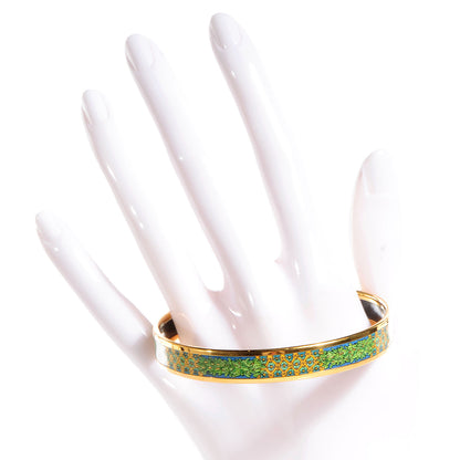 Hermes Enamel Printed Narrow Bracelet Green 70 2 of 5