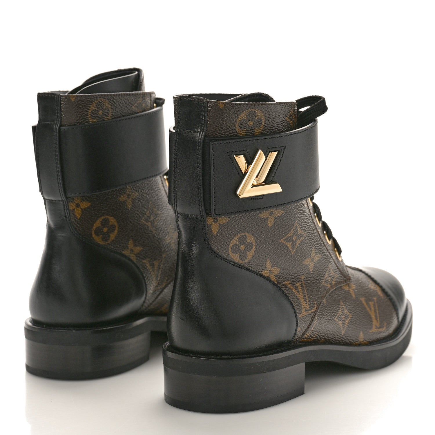 Louis Vuitton Calfskin Monogram Wonderland Flat Ranger Boots 38 Black 3 of 8