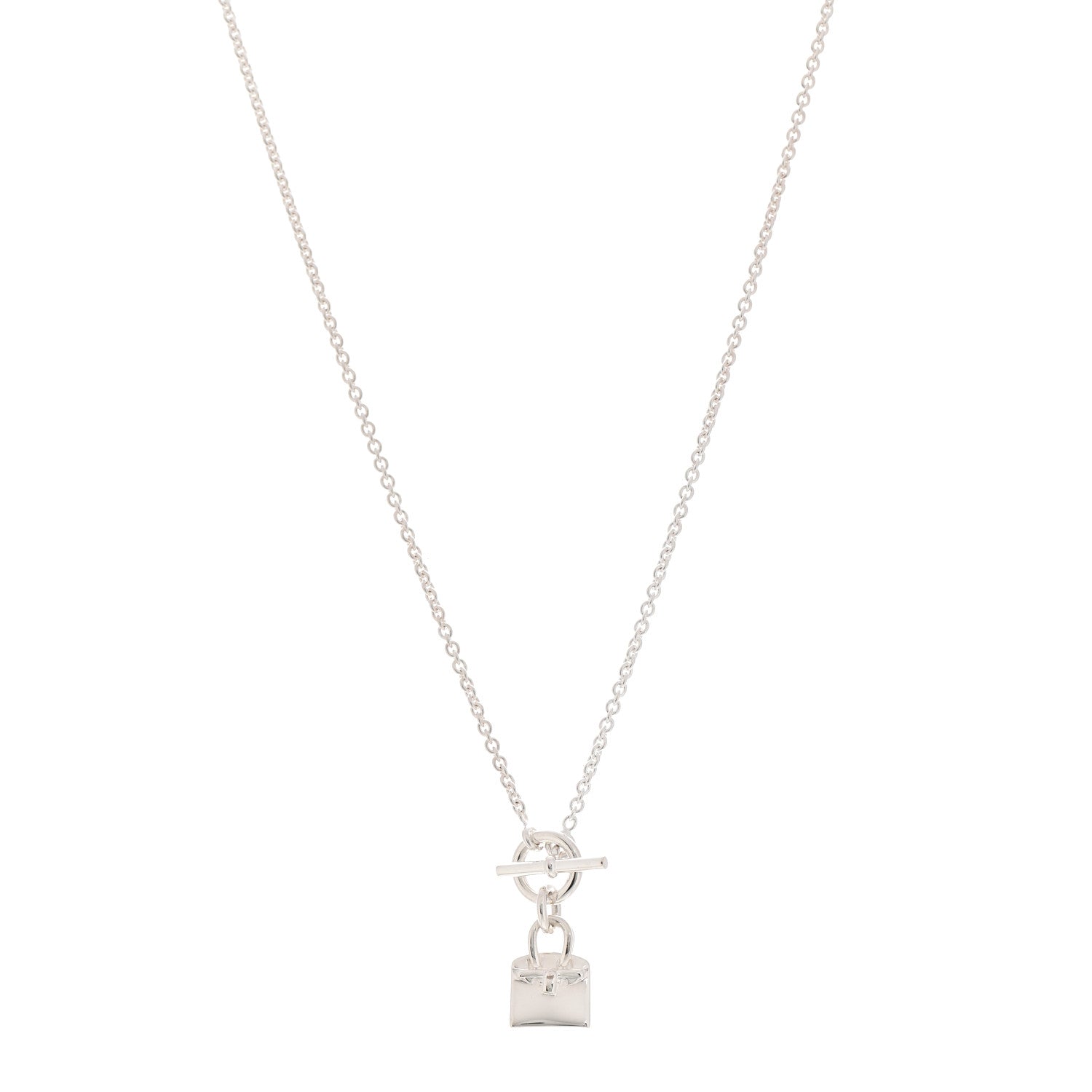 Hermes Sterling Silver Birkin Amulette Pendant Necklace 1 of 6