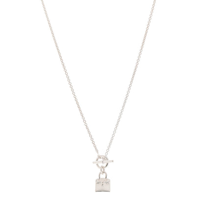 Hermes Sterling Silver Birkin Amulette Pendant Necklace 1 of 6